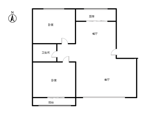 名流枫景洋房2室2厅1卫户型图