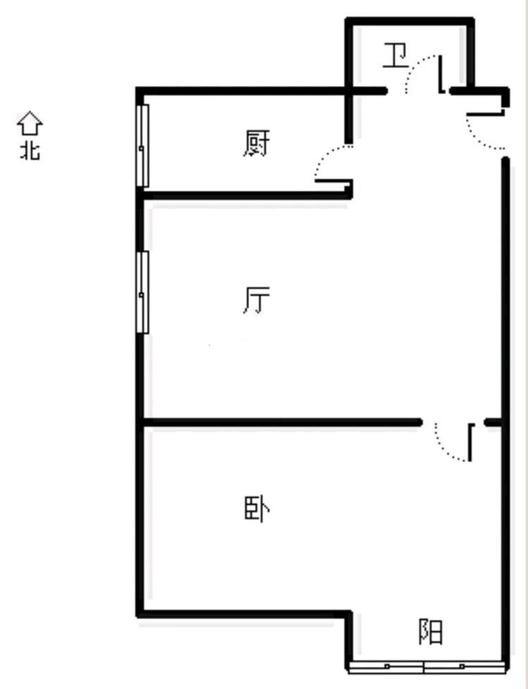 金竹花园1室1厅1卫户型图