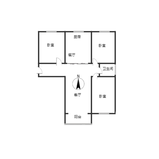 K2狮子城3室2厅1卫户型图