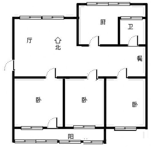 检查家属院（东关）3室2厅1卫户型图