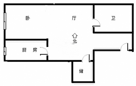 北新家园（锦绣范阳）1室1厅1卫户型图