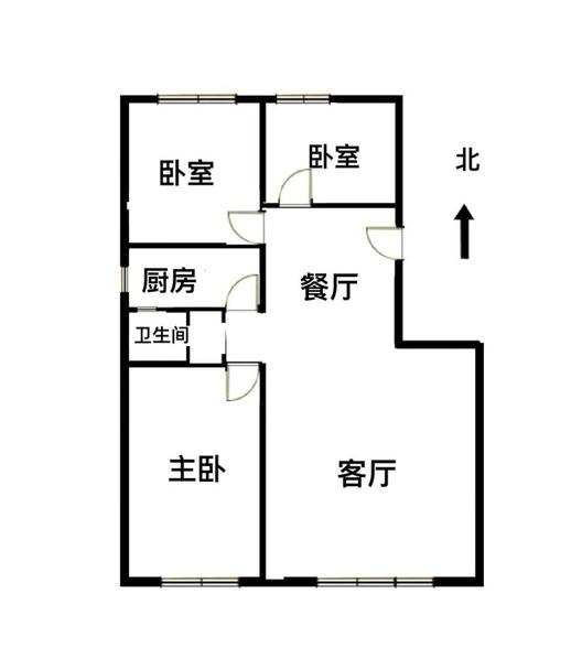 三利中和城二期西区（B区）3室2厅1卫户型图