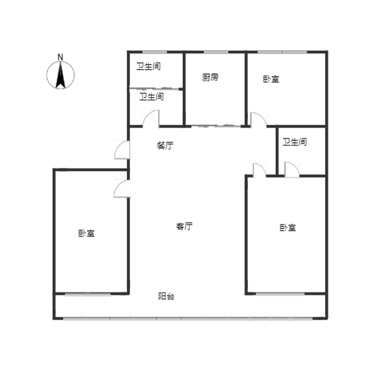 紫荆尚城3室2厅2卫户型图