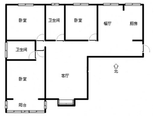 水岸花城3室2厅2卫户型图