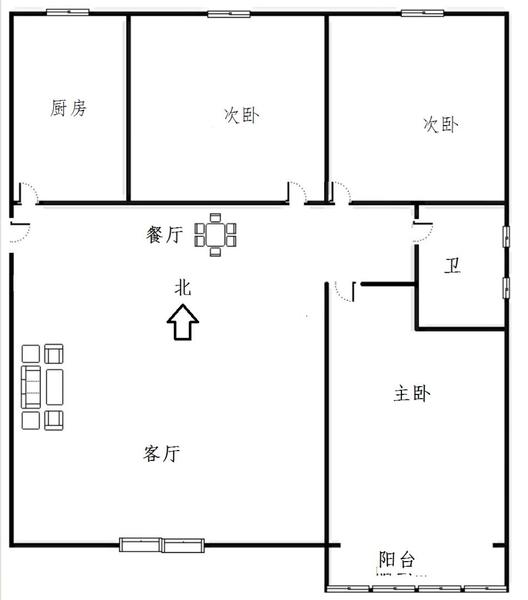 名流枫景洋房3室2厅1卫户型图