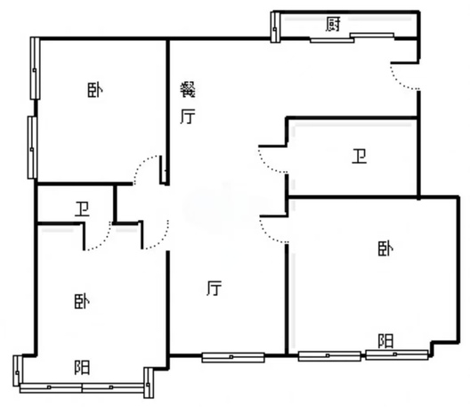 公园壹号3室2厅2卫户型图
