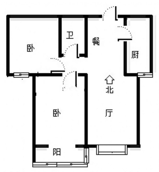 水岸花城2室2厅1卫户型图