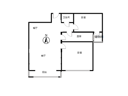 香港豪庭2室2厅1卫户型图
