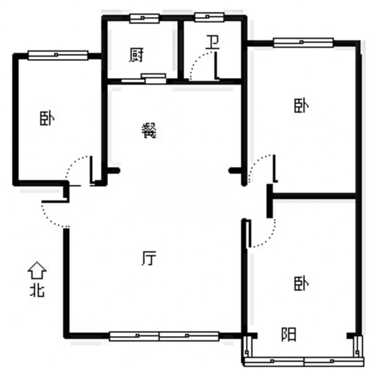 团结小区3室2厅1卫户型图