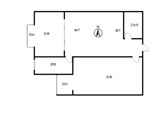汇元新天地2室2厅1卫户型图
