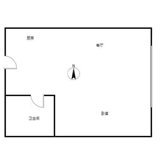 国富公寓(18号楼）1室1厅1卫户型图