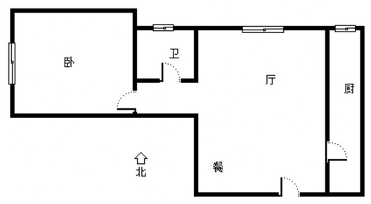 翡翠滨江1室2厅1卫户型图