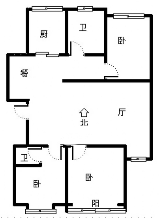 名流城市尊邸3室2厅1卫户型图