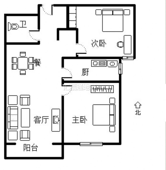 K2狮子城2室2厅1卫户型图