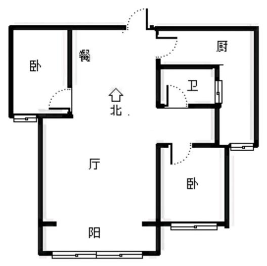 君临天下御景园2室2厅1卫户型图
