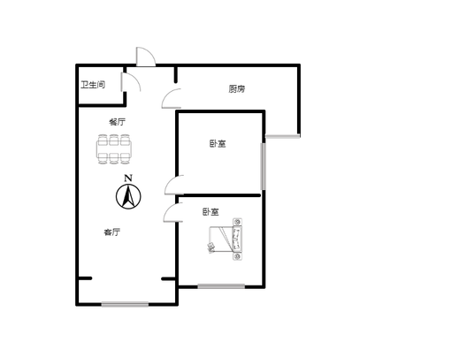 天筑逸城2室2厅1卫户型图