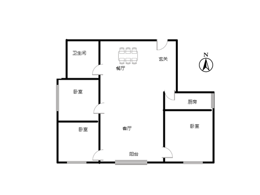 香港豪庭3室2厅1卫户型图