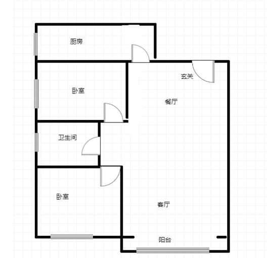鸿坤理想湾2室2厅1卫户型图