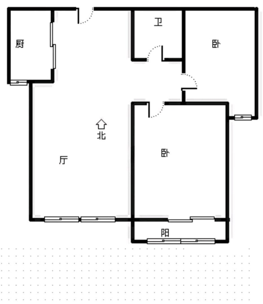 名流美域2室1厅1卫户型图