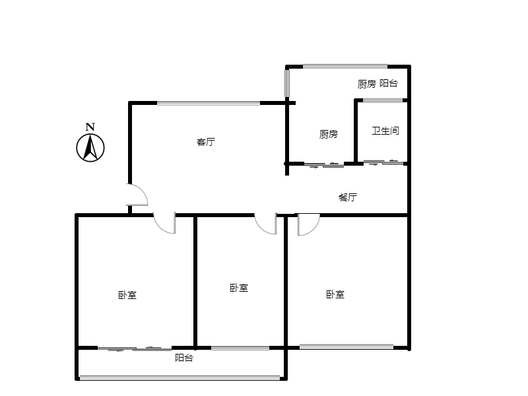 金城花园3室2厅1卫户型图