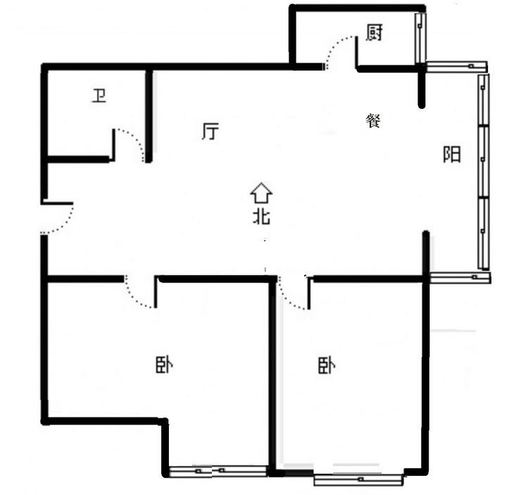 翡翠城（涿郡东区）2室2厅1卫户型图