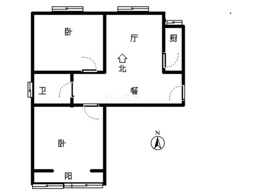 水岸花城2室2厅1卫户型图