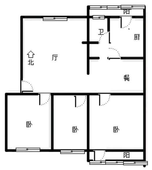 县府小区3室2厅1卫户型图