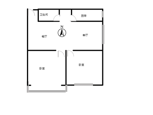 汇元四季橙2室2厅1卫户型图