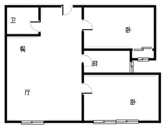 翡翠滨江2室2厅1卫户型图