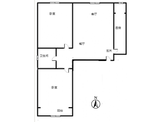 联合七号院2室1厅1卫户型图