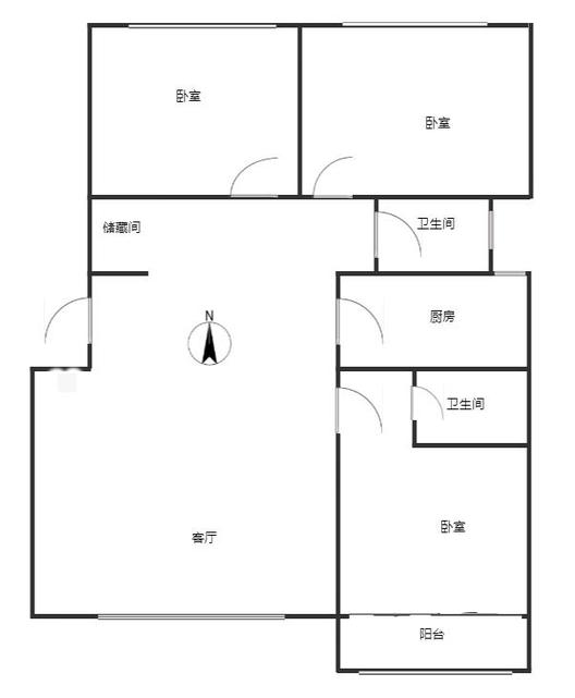 中央公馆3室1厅2卫户型图
