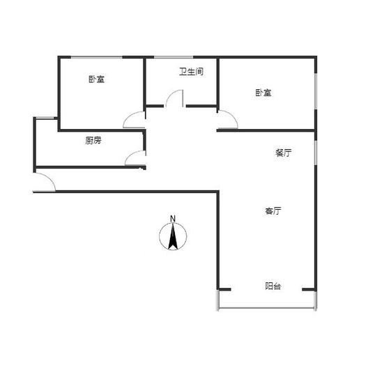 鸿坤理想湾2室2厅1卫户型图
