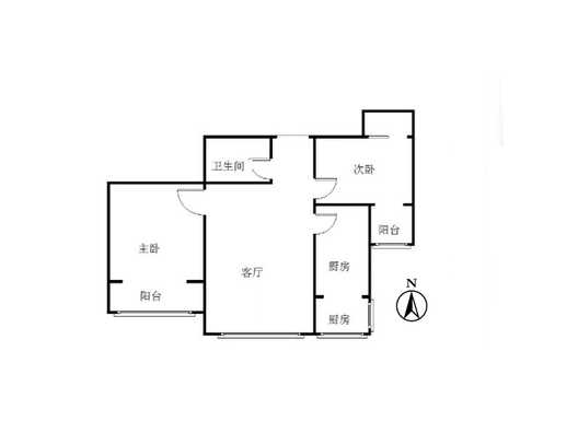 金竹花园2室1厅1卫户型图