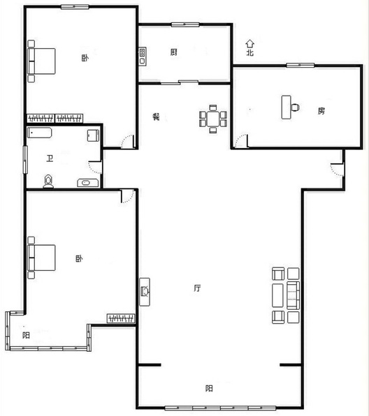 K2狮子城3室2厅1卫户型图