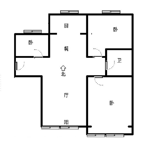K2狮子城3室2厅1卫户型图
