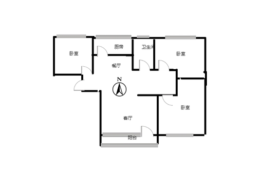 华融现代城3室2厅1卫户型图