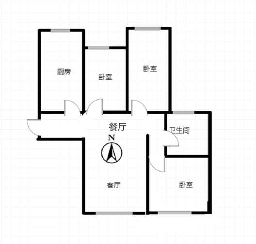 三利中和城二期东区(C区）3室2厅1卫户型图