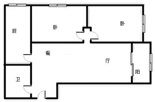 翡翠滨江2室2厅1卫户型图