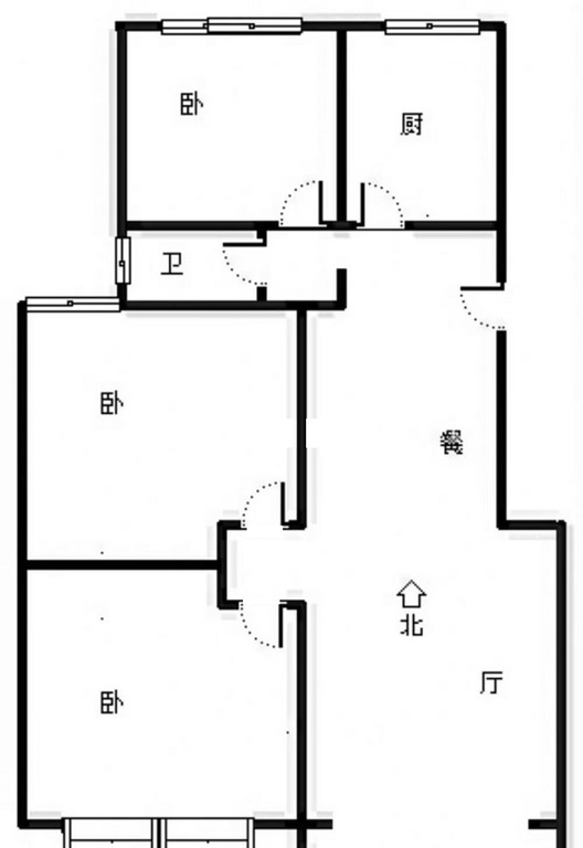 平安D区3室2厅1卫户型图