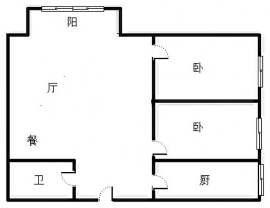 翡翠城（涿郡东区）2室2厅1卫户型图