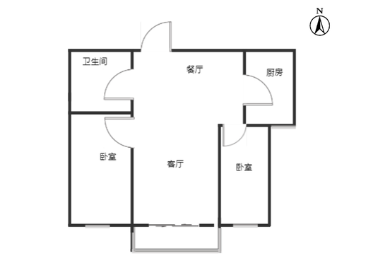富景华庭2室2厅1卫户型图