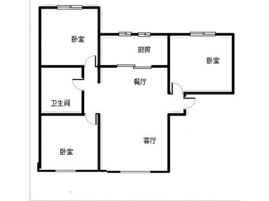 鸿坤理想湾3室2厅1卫户型图