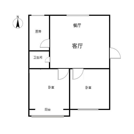 联合五号院2室2厅1卫户型图