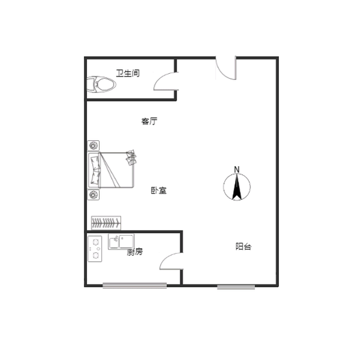 名流美域1室1厅1卫户型图