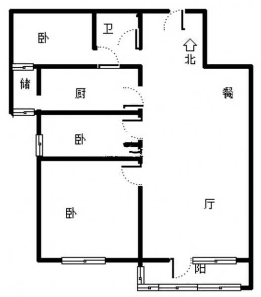 华融现代城3室2厅1卫户型图