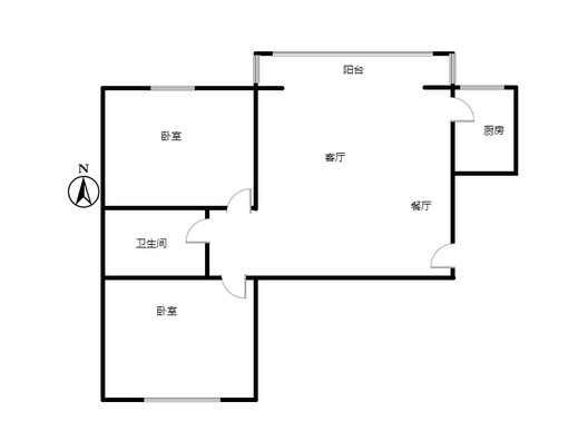 翡翠城（涿郡东区）2室2厅1卫户型图