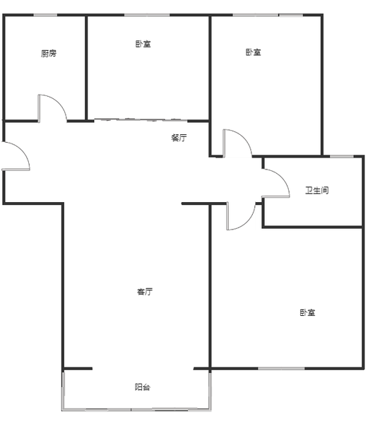 汇元新天地3室2厅1卫户型图