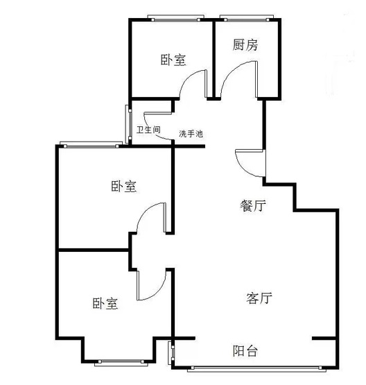 平安D区3室2厅1卫户型图