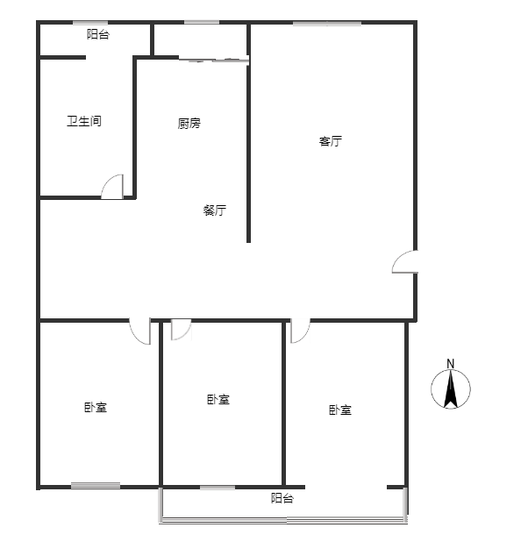 检查家属院（东关）3室2厅1卫户型图