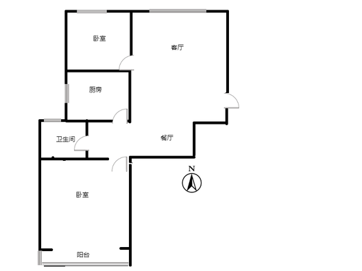 云景城2室2厅1卫户型图